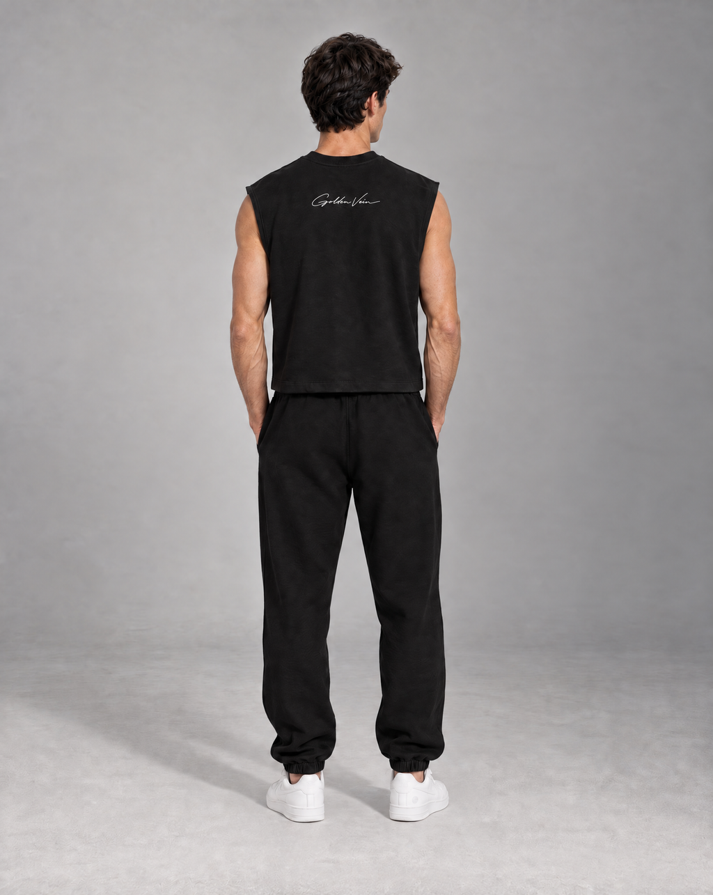 Golden Vein French Terry Boxy Tank – Black – Produktansicht 6
