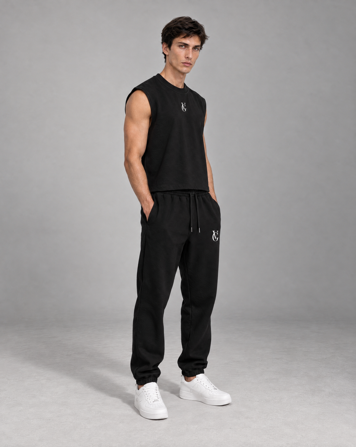 Golden Vein French Terry Boxy Tank – Black – Produktansicht 4