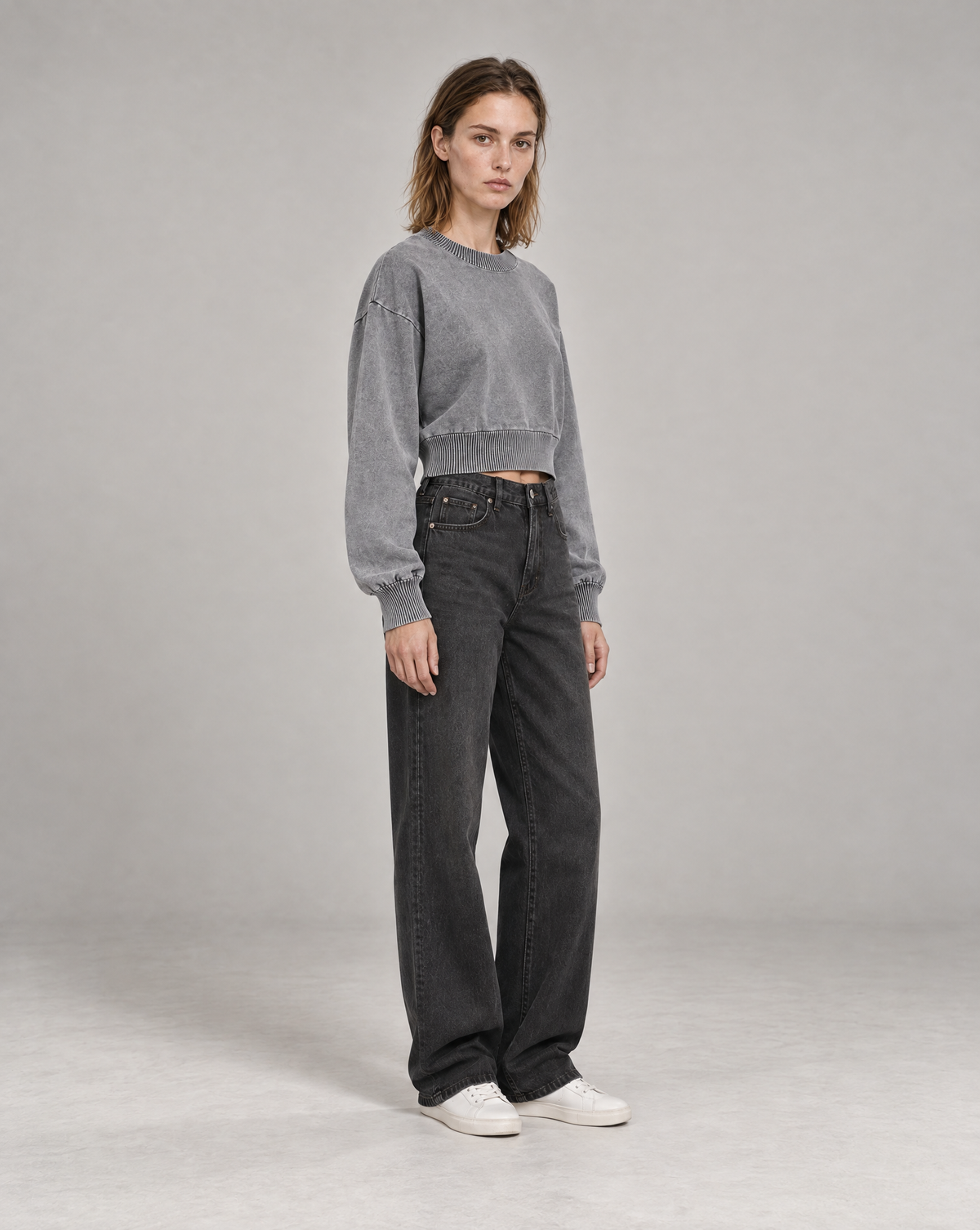 Golden Vein Parables Cropped Sweater – Grey – Produktansicht 4
