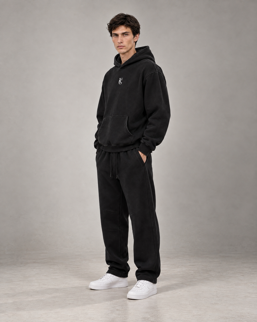 Golden Vein Vintage-Wash-Jogginghose mit Barrel-Schnitt in Schwarz – Produktansicht 4
