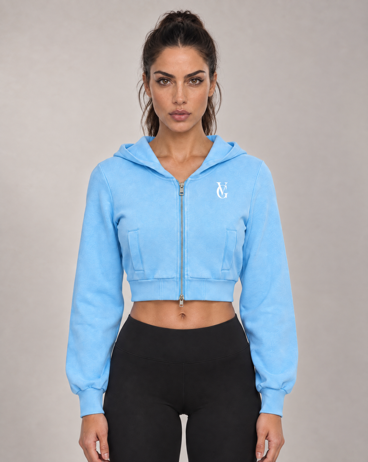 Golden Vein Vintage Wash Zip Hoodie – Sky Blue – Produktansicht 1