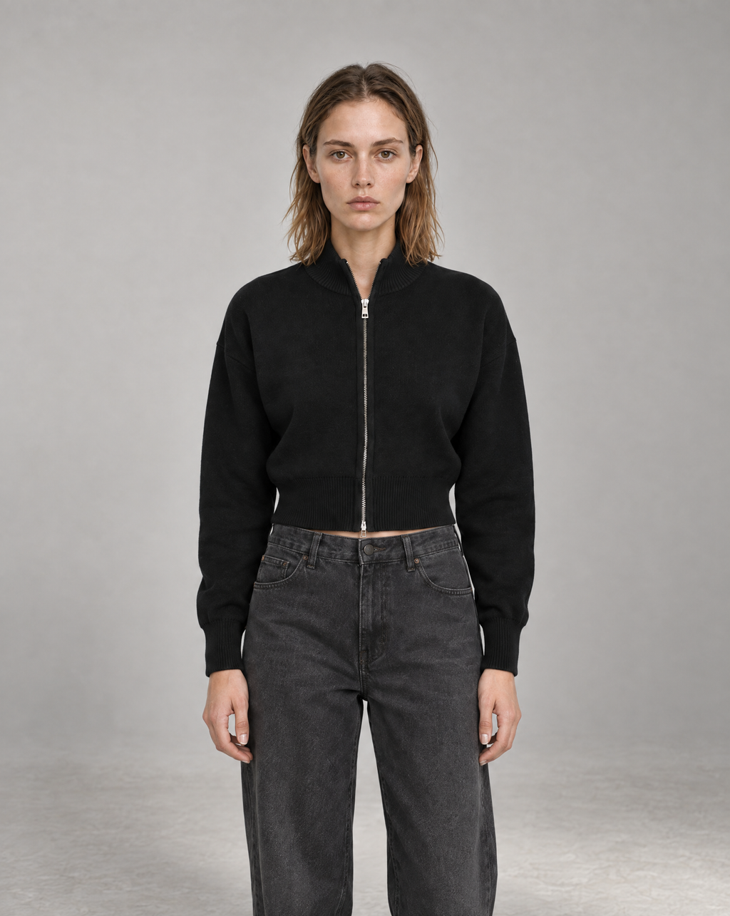 Golden Vein Zip Cardigan – Black – Produktansicht 1