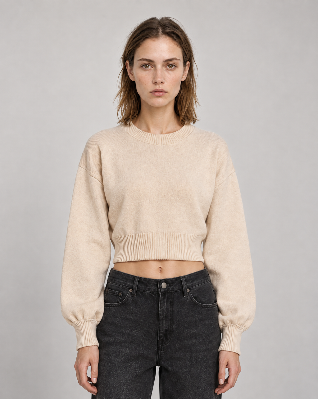 Golden Vein Parables Cropped Sweater – Apricot – Produktansicht 1