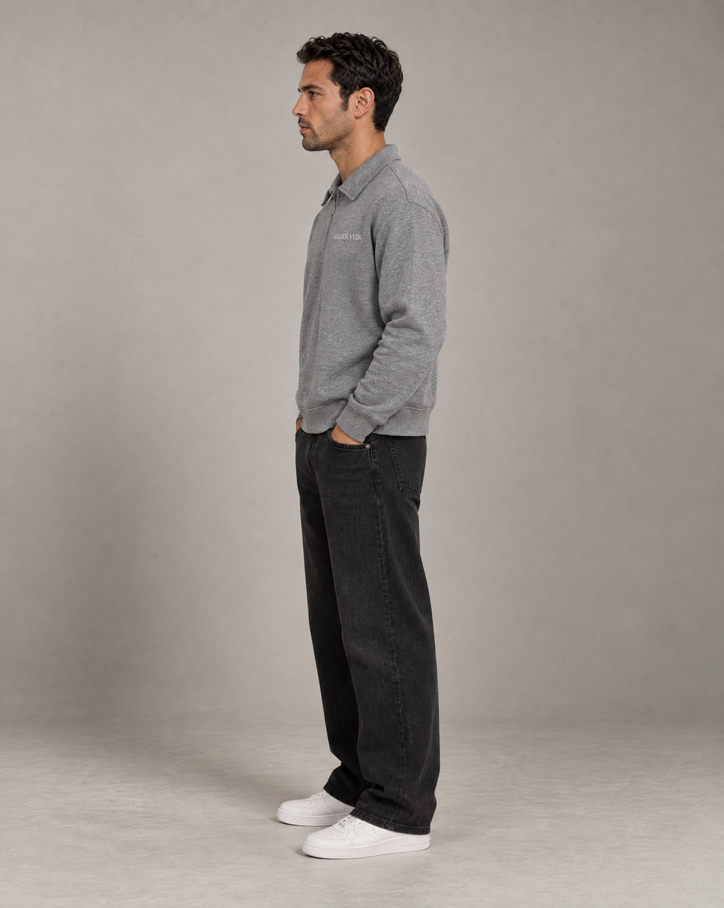 Golden Vein Boxy Quarter-Zip – Heather Grey – Produktansicht 5