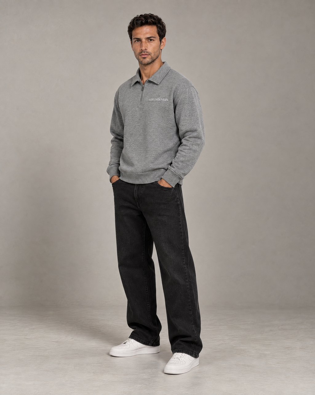 Golden Vein Boxy Quarter-Zip – Heather Grey – Produktansicht 4