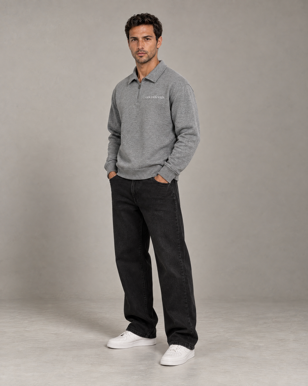 Golden Vein Boxy Quarter-Zip – Heather Grey – Produktansicht 4