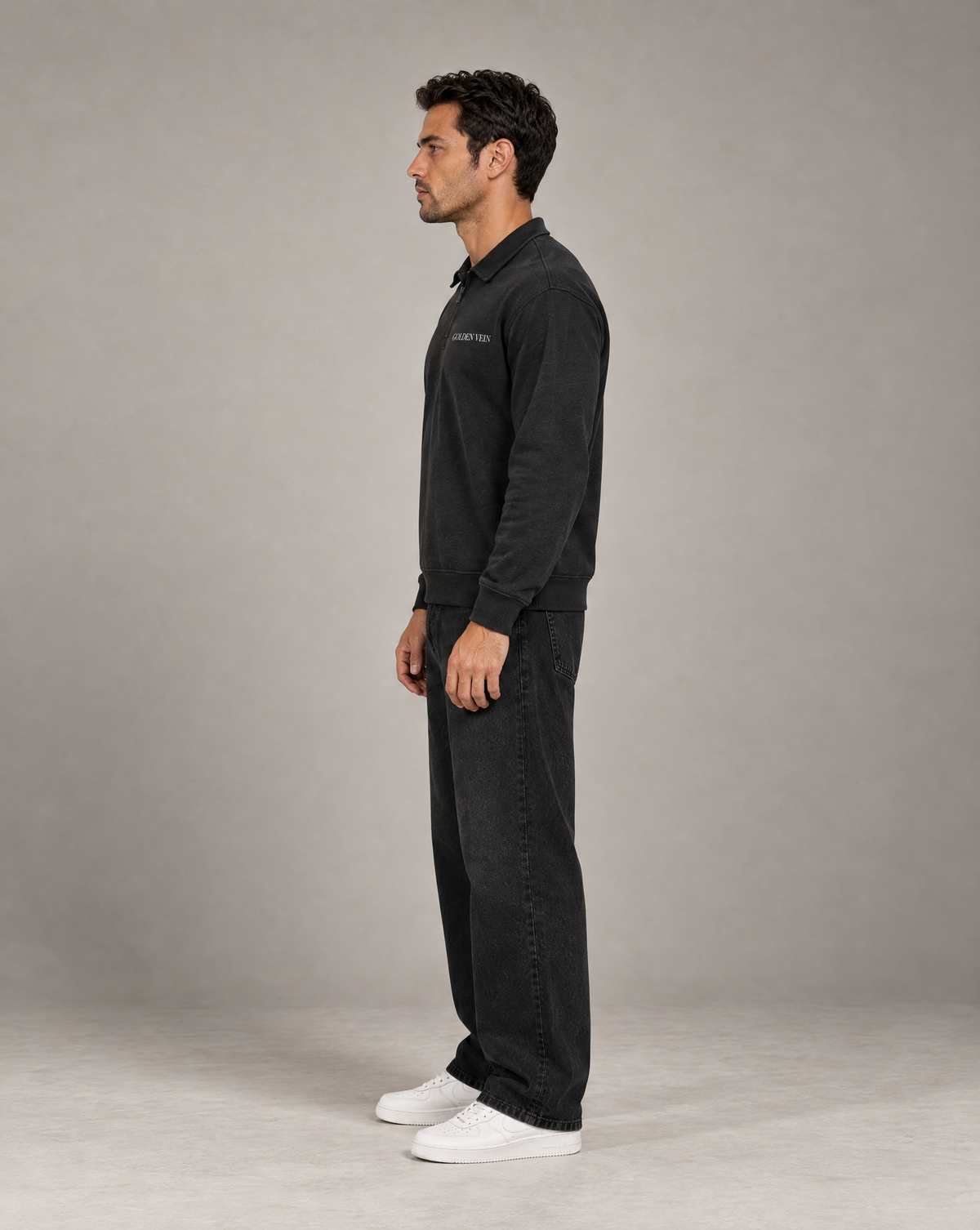 Golden Vein Boxy Quarter-Zip – Black – Produktansicht 5