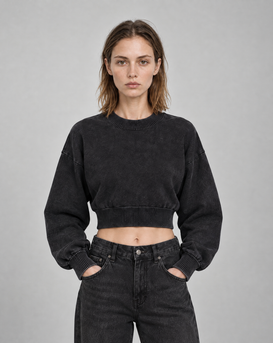 Golden Vein Parables Cropped Sweater – Black – Produktansicht 1