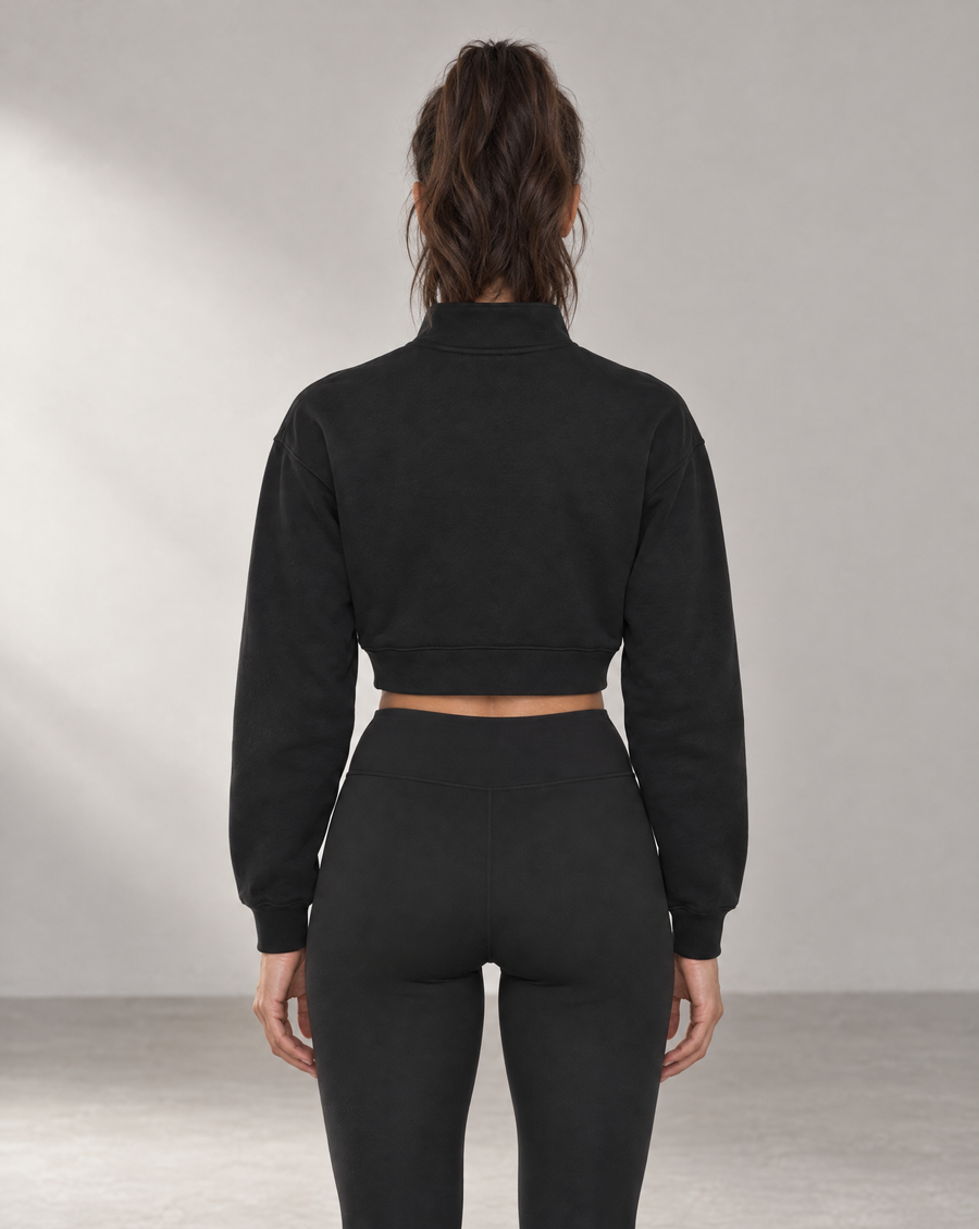 Golden Vein Cropped Quarter-Zip – Black – Produktansicht 2