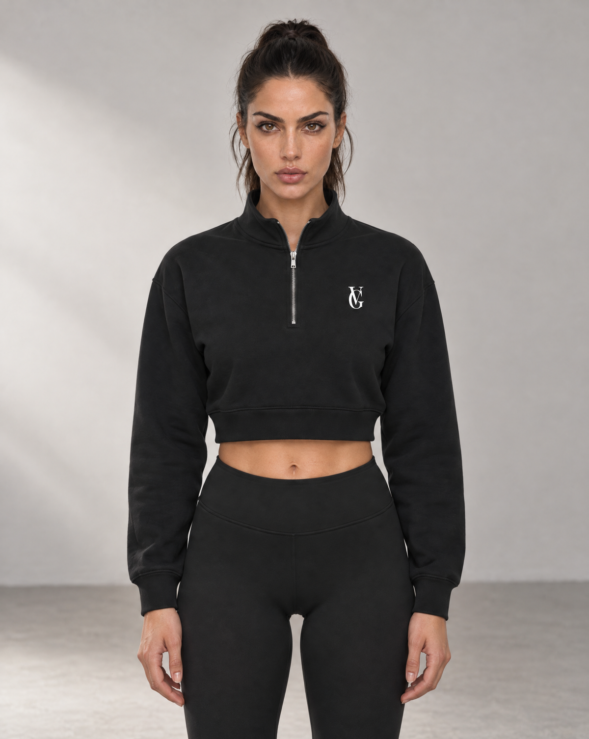 Golden Vein Cropped Quarter-Zip – Black – Produktansicht 1