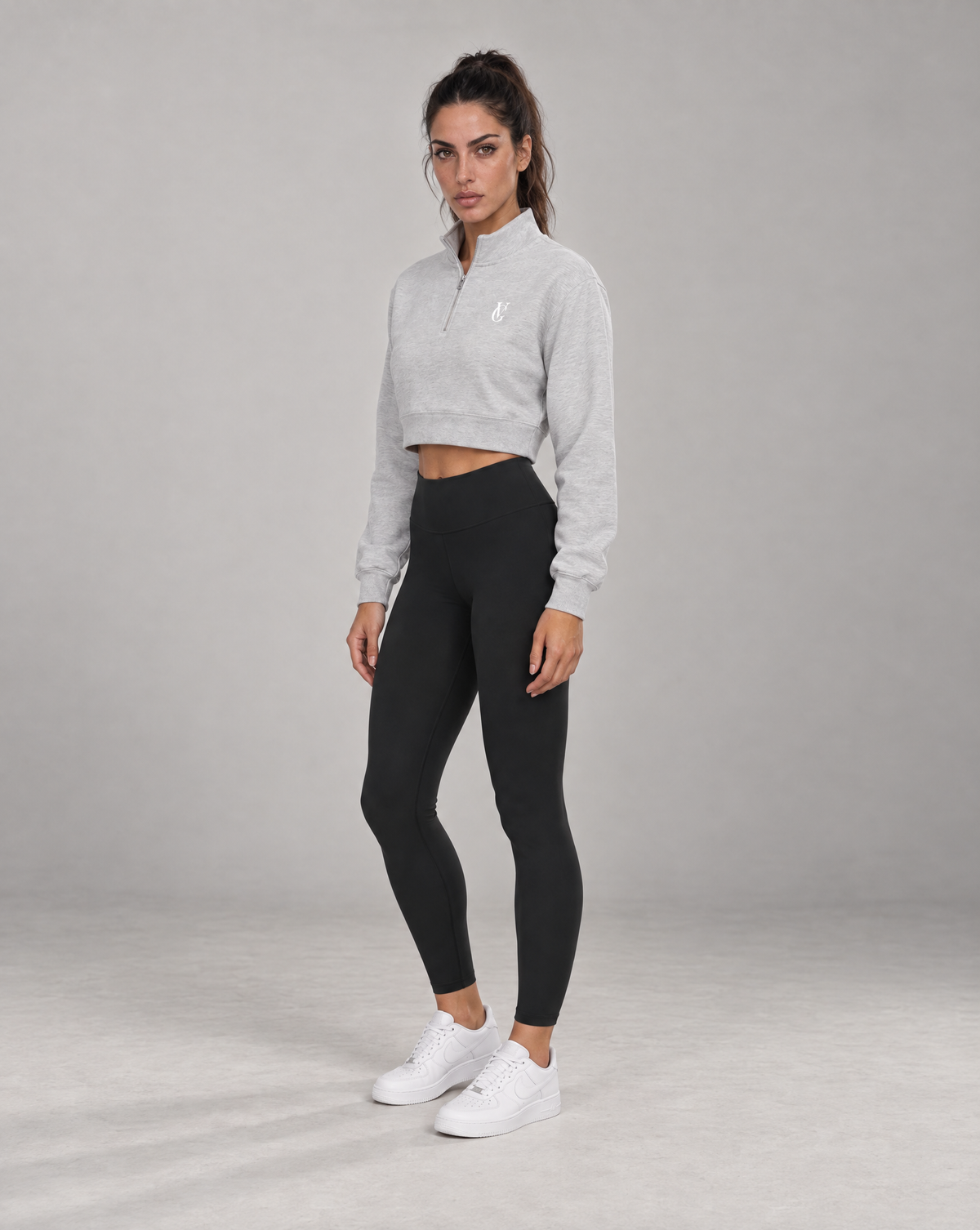 Golden Vein Cropped Quarter-Zip – Heather Grey – Produktansicht 3