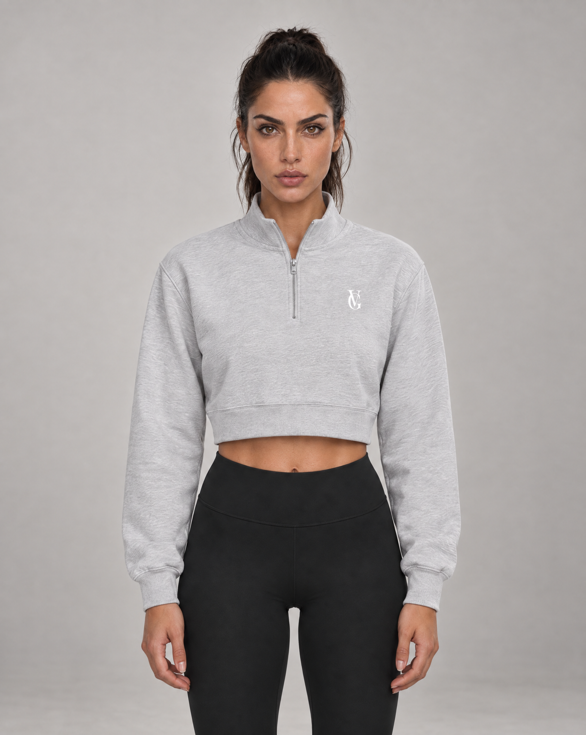 Golden Vein Cropped Quarter-Zip – Heather Grey – Produktansicht 1