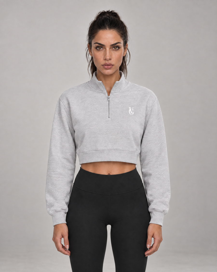 Golden Vein Cropped Quarter-Zip – Heather Grey – Produktansicht 1