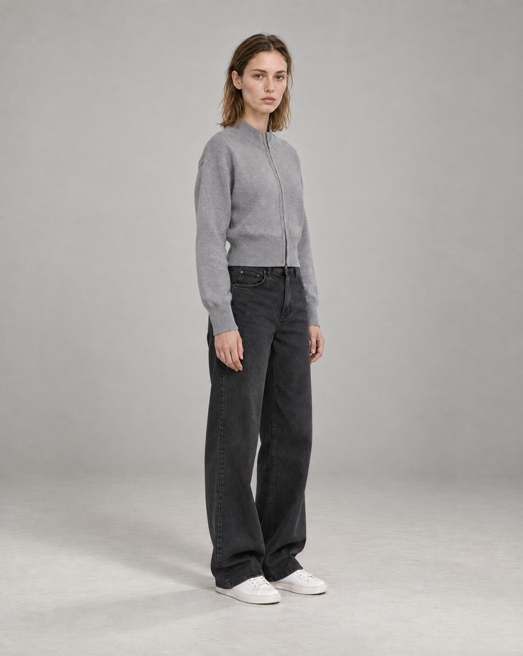 Golden Vein Zip Cardigan – Heather Grey – Produktansicht 3