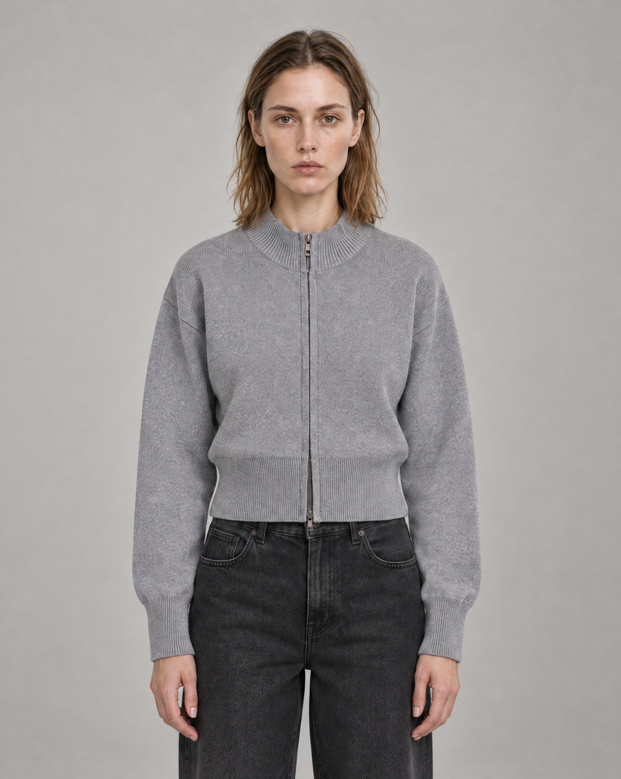 Golden Vein Zip Cardigan – Heather Grey – Produktansicht 1