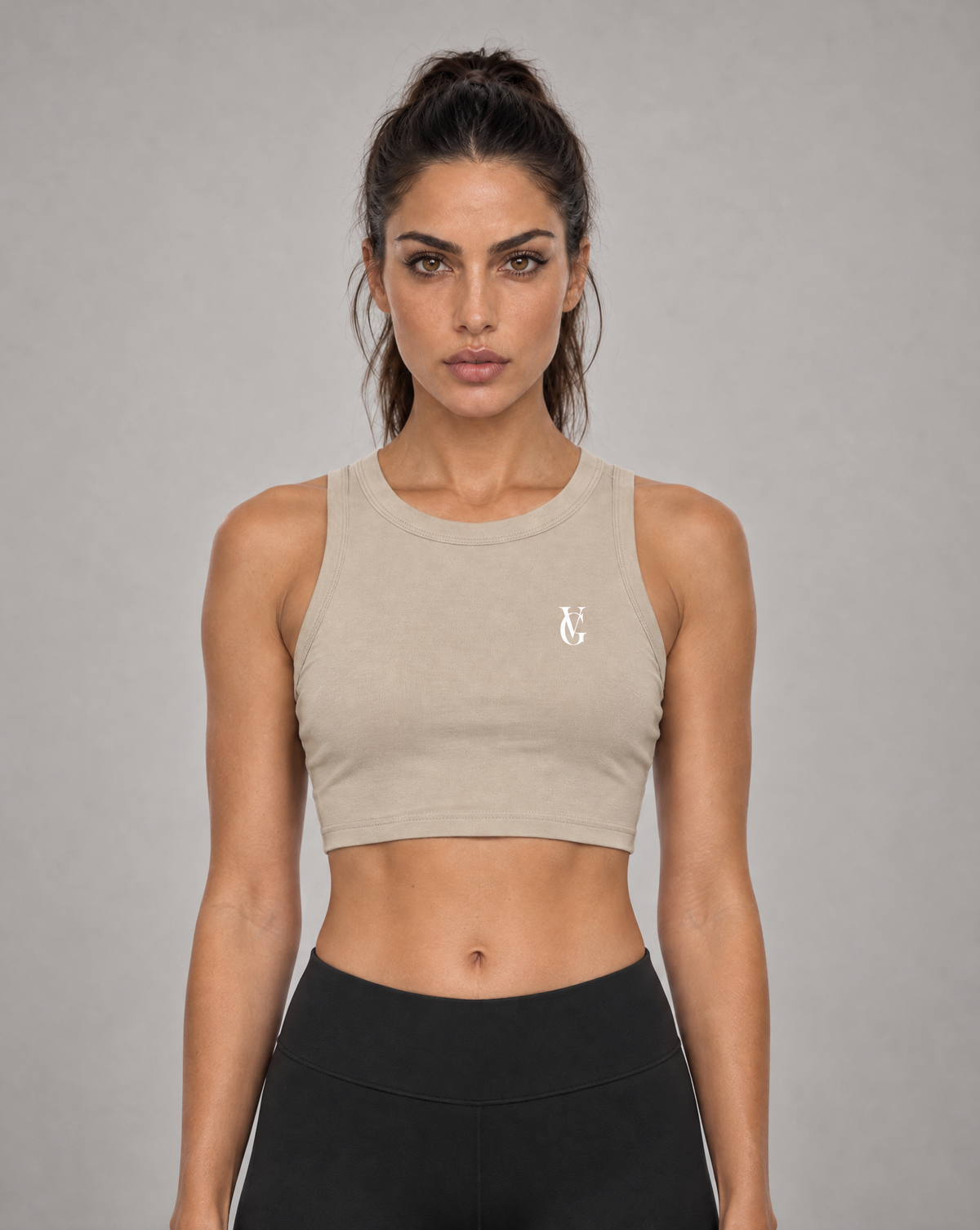 Golden Vein Cropped Tank – Khaki – Produktansicht 1