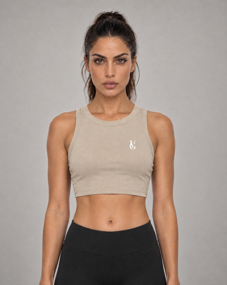Golden Vein Cropped Tank – Khaki – Produktansicht 1