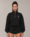 Golden Vein Mock-Neck Quarter-Zip – Black