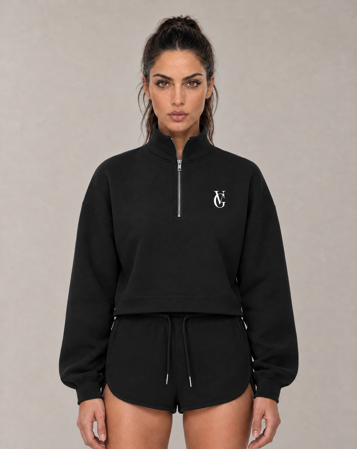 Golden Vein Mock-Neck Quarter-Zip – Black – Produktansicht 1