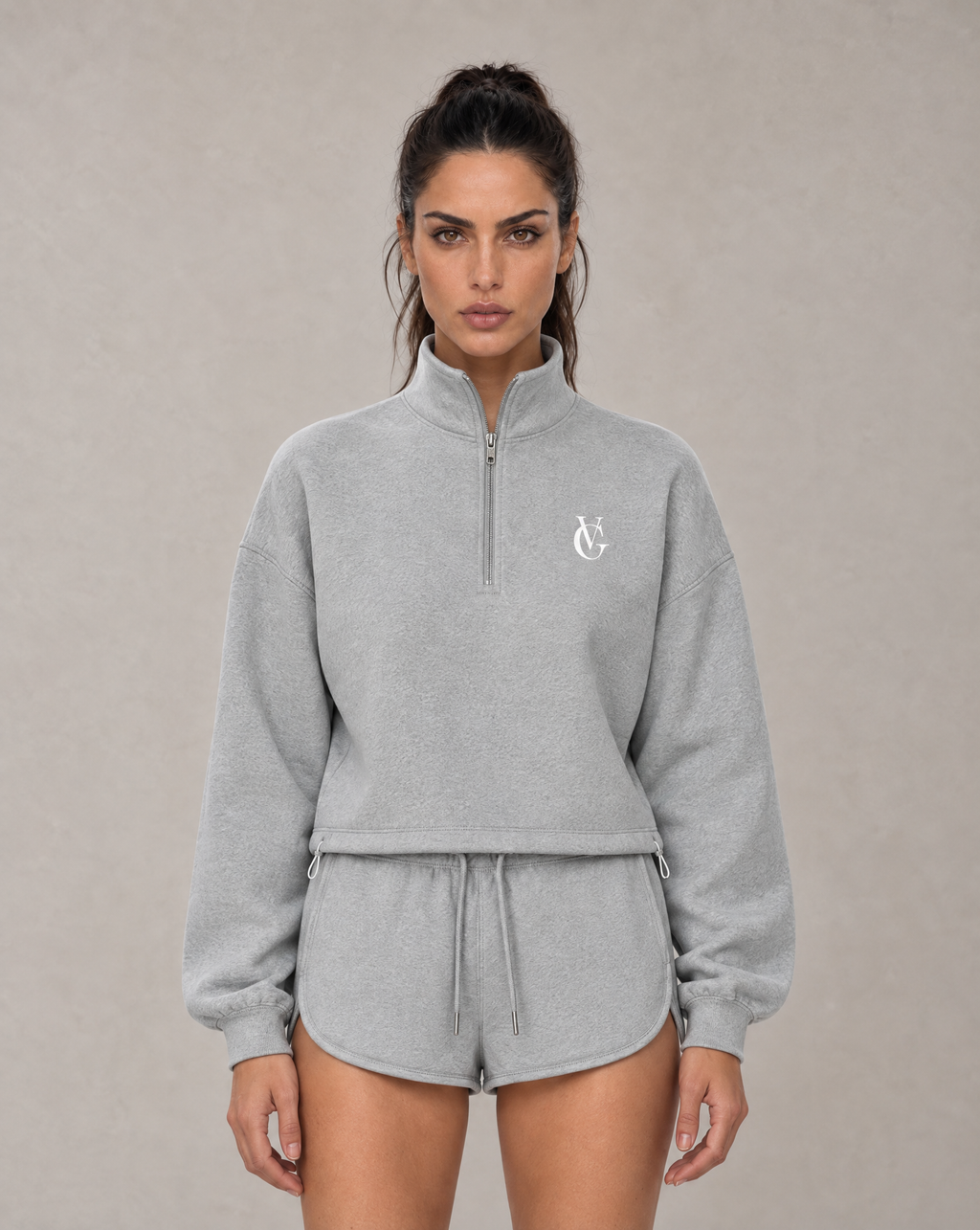 Golden Vein Mock-Neck Quarter-Zip – Heather Grey – Produktansicht 1