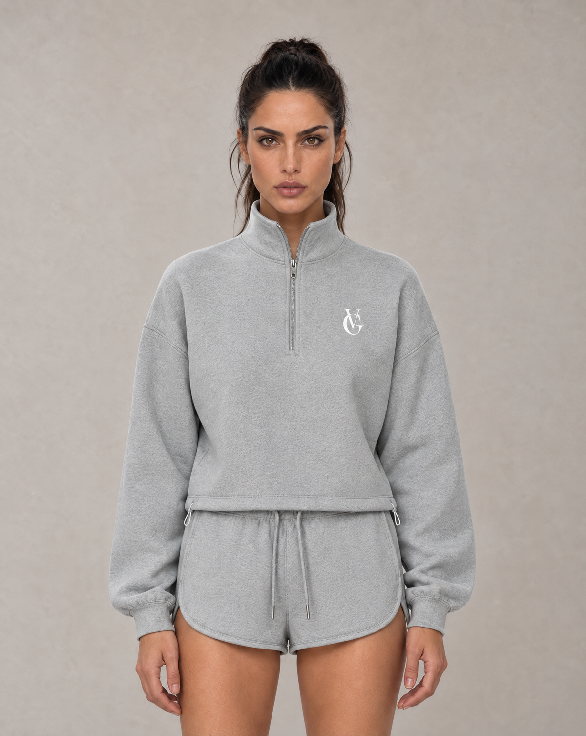 Golden Vein Mock-Neck Quarter-Zip – Heather Grey – Produktansicht 1