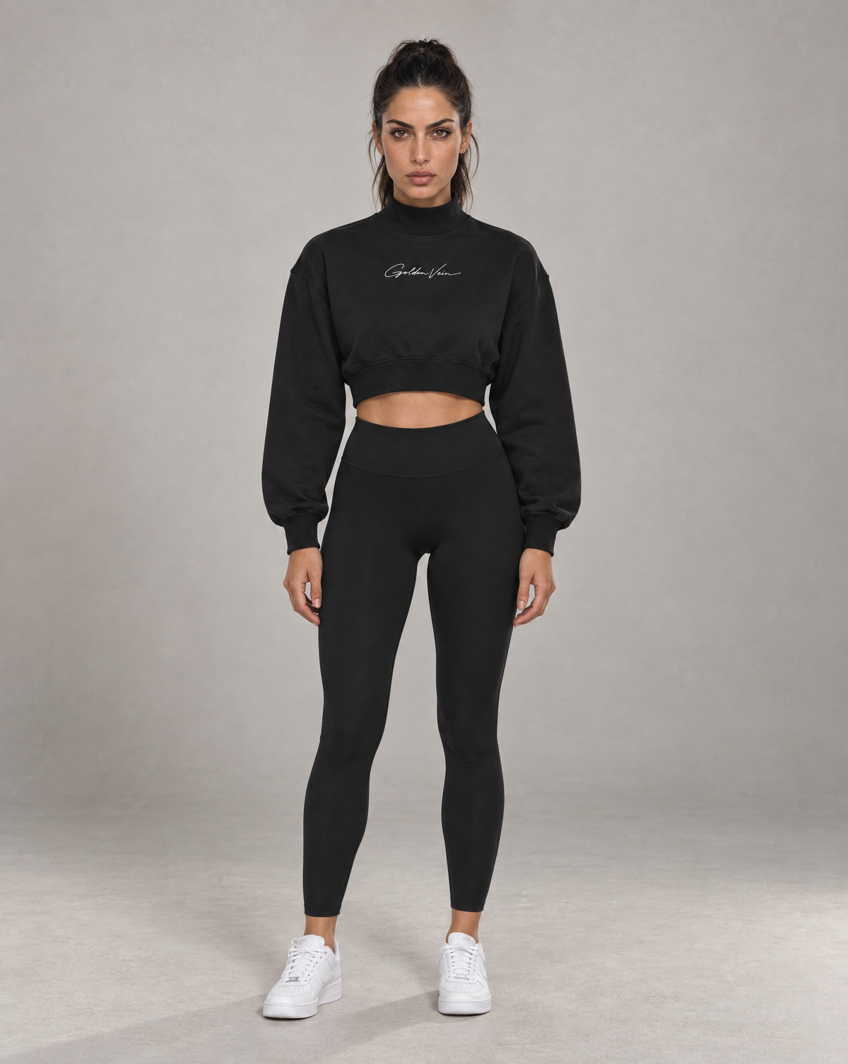 Golden Vein Cropped Mock Neck – Black – Produktansicht 3