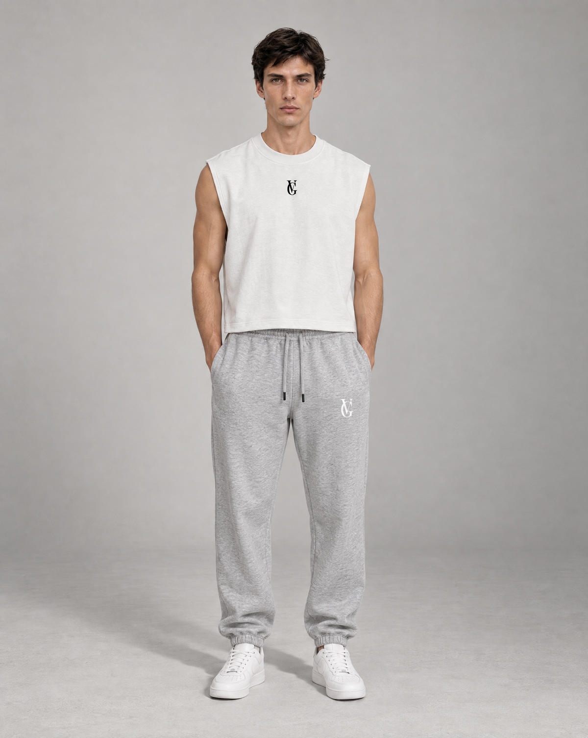 Golden Vein French Terry Boxy Tank – White – Produktansicht 3