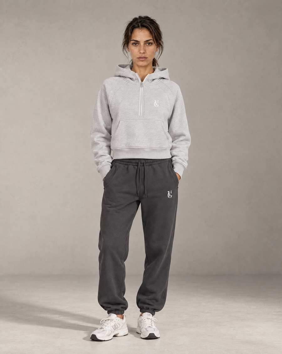 Golden Vein Cropped Half-Zip Hoodie – Cold Grey – Produktansicht 2