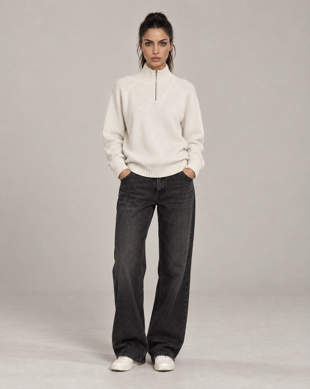Golden Vein 750 GSM Quarter-Zip – Beige – Produktansicht 3