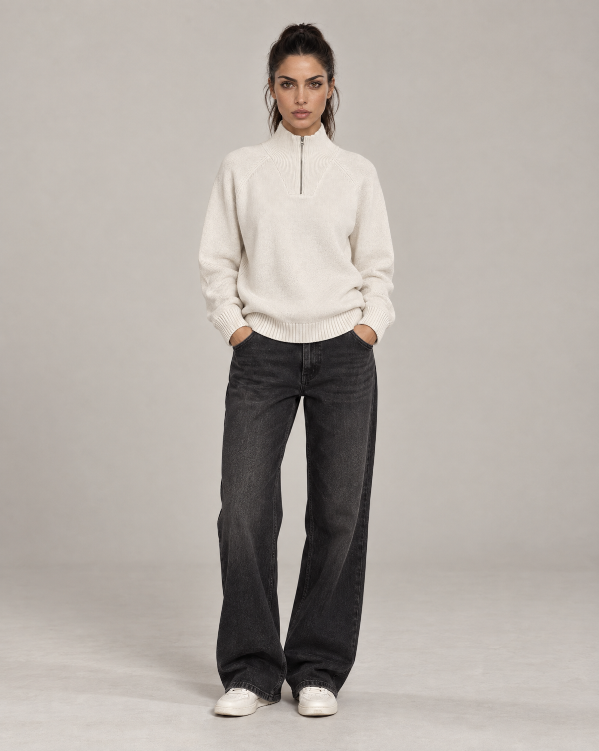 Golden Vein 750 GSM Quarter-Zip – Beige – Produktansicht 3