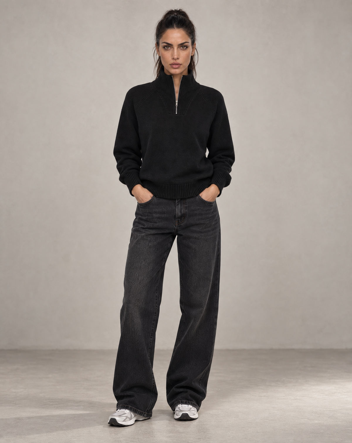 Golden Vein 750 GSM Quarter-Zip – Black – Produktansicht 3