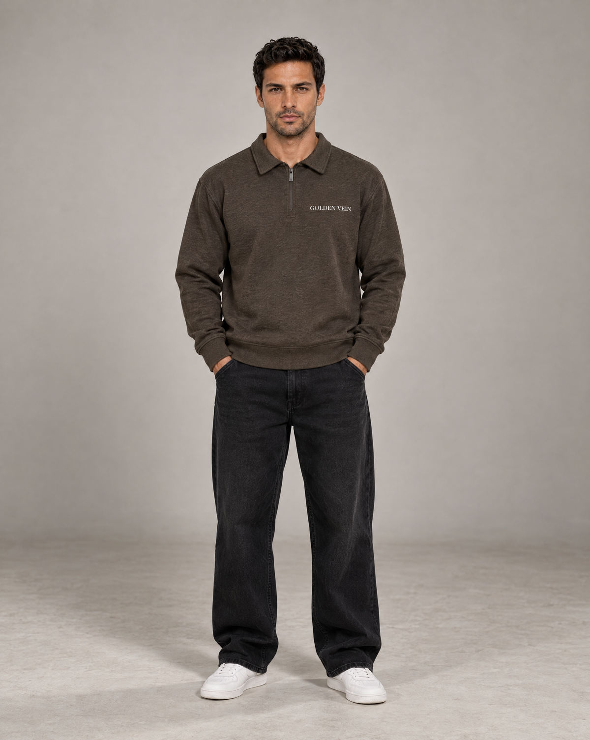 Golden Vein Boxy Quarter-Zip – Coffee – Produktansicht 3