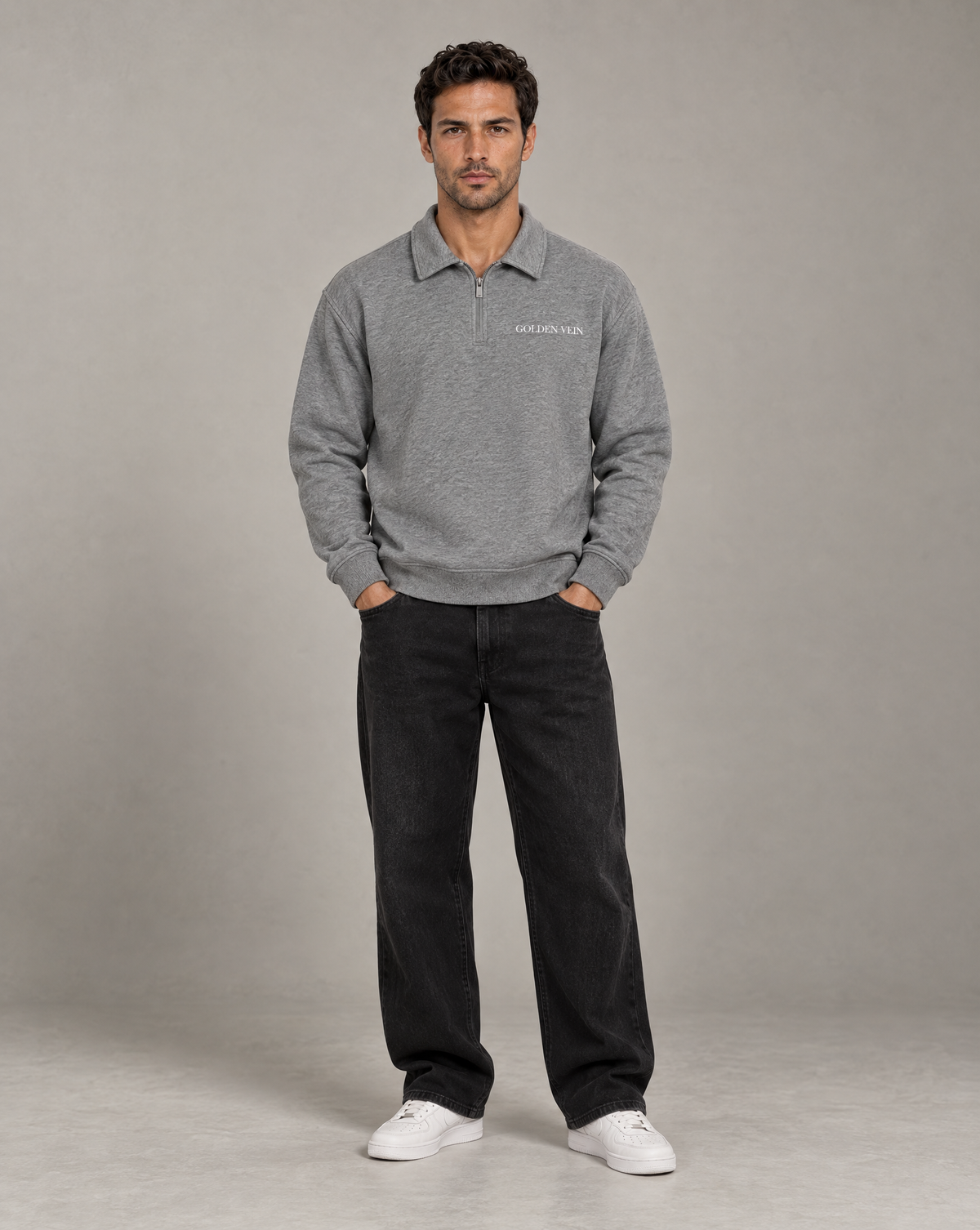 Golden Vein Boxy Quarter-Zip – Heather Grey – Produktansicht 3