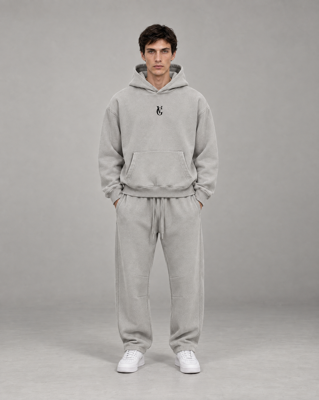 Golden Vein Vintage Wash Boxy Hoodie – Light Grey – Produktansicht 3