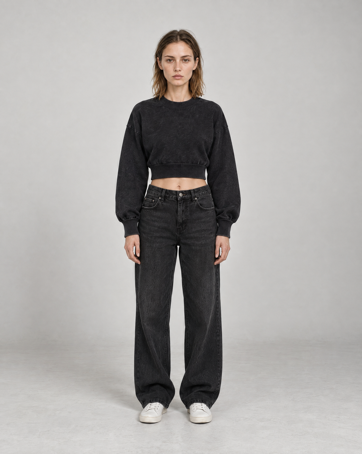 Golden Vein Parables Cropped Sweater – Black – Produktansicht 5