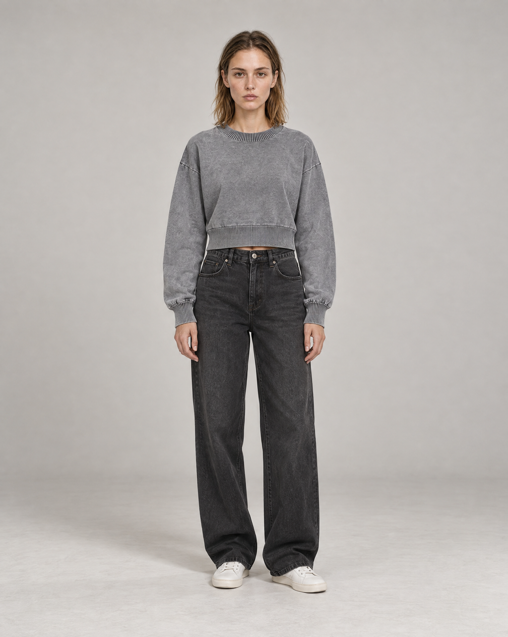 Golden Vein Parables Cropped Sweater – Grey – Produktansicht 3