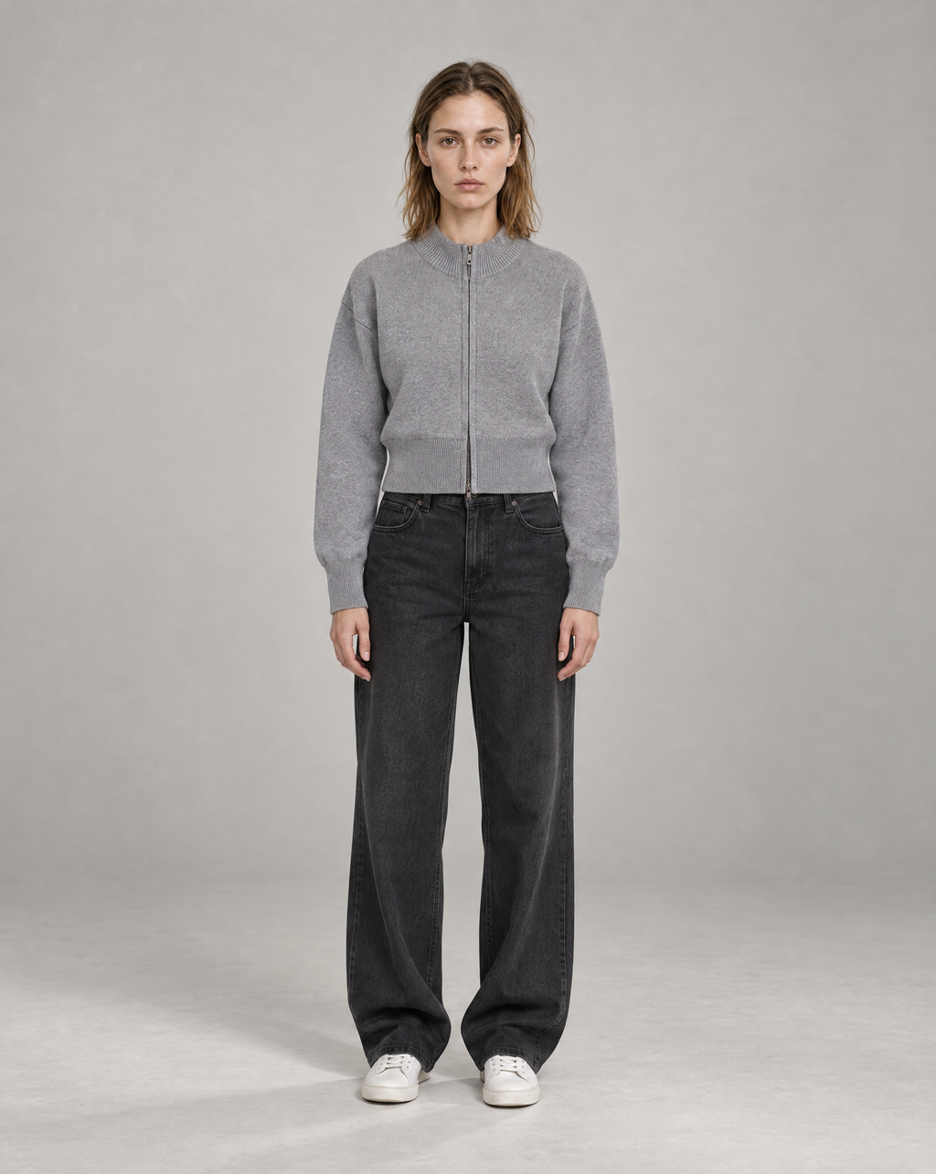 Golden Vein Zip Cardigan – Heather Grey – Produktansicht 5