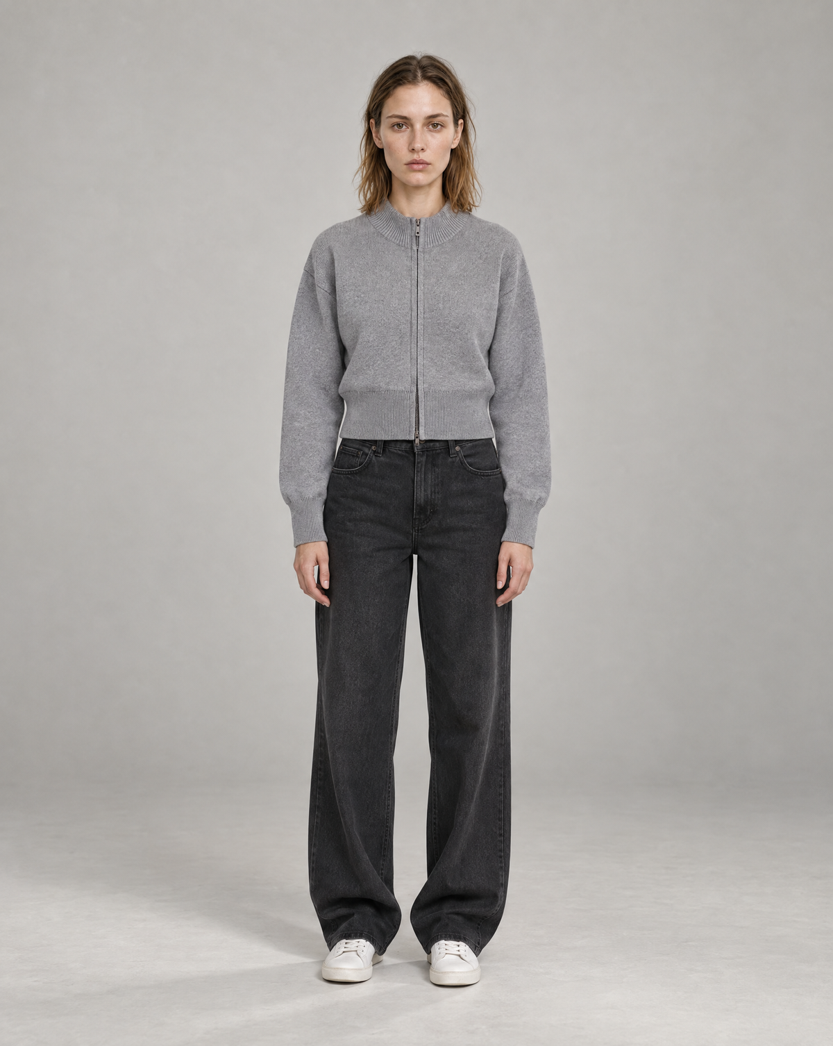 Golden Vein Zip Cardigan – Heather Grey – Produktansicht 5
