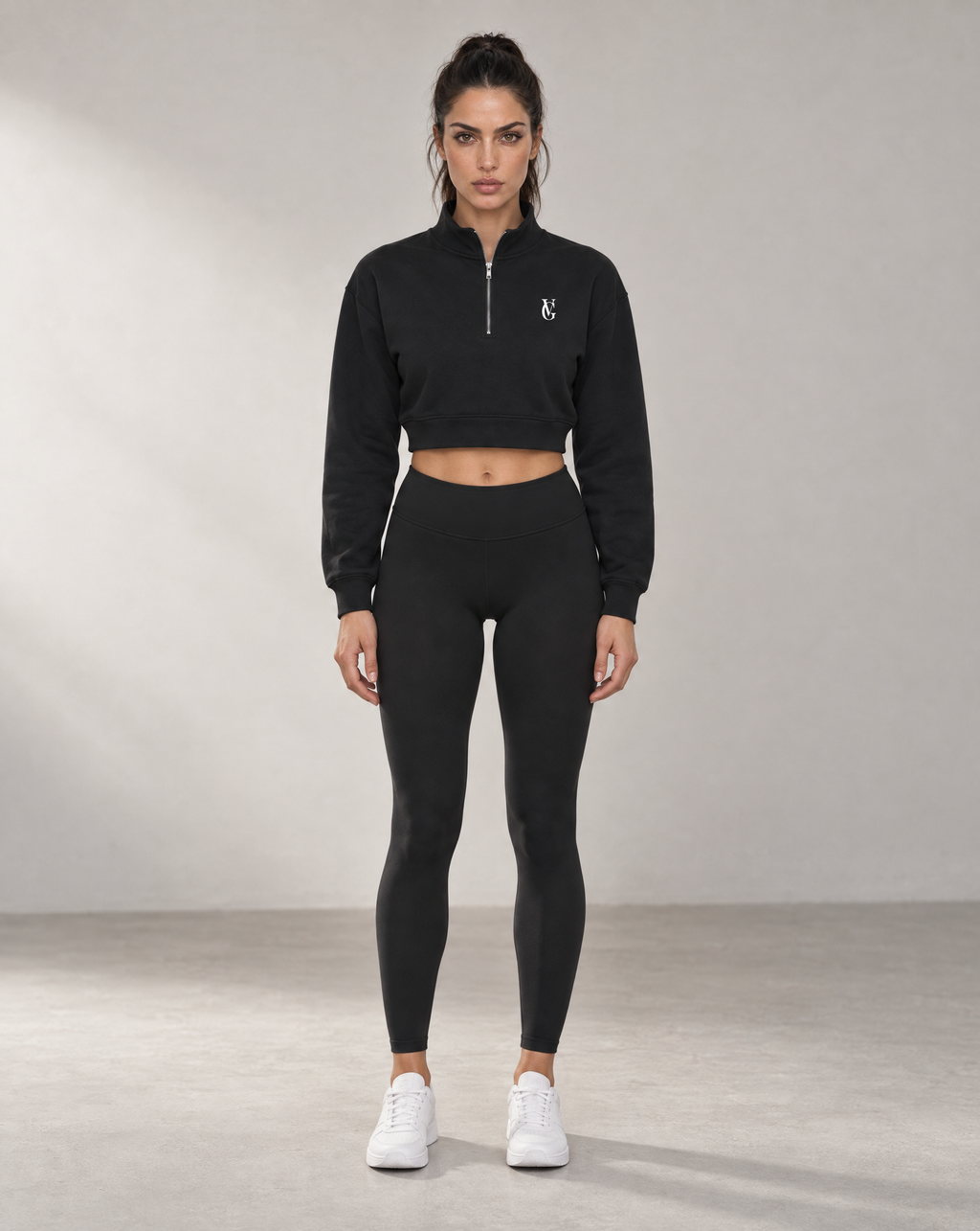 Golden Vein Cropped Quarter-Zip – Black – Produktansicht 3