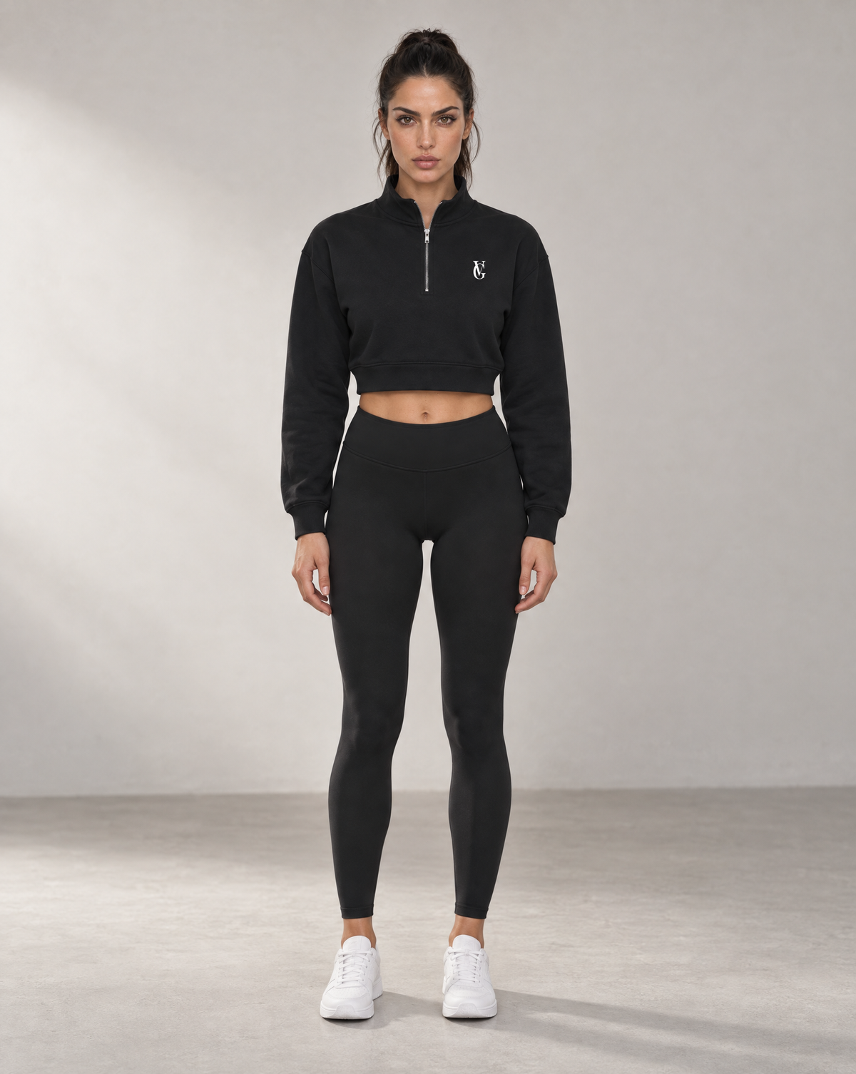 Golden Vein Cropped Quarter-Zip – Black – Produktansicht 3