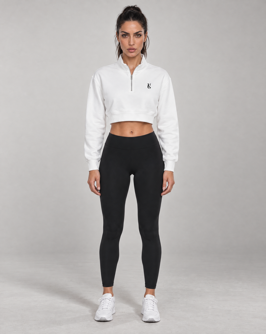 Golden Vein Cropped Quarter-Zip – White – Produktansicht 3