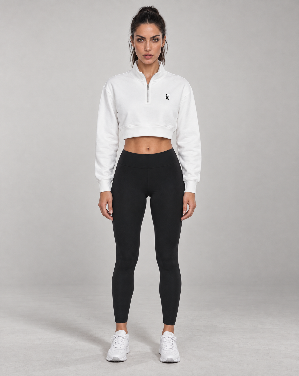 Golden Vein Cropped Quarter-Zip – White – Produktansicht 3