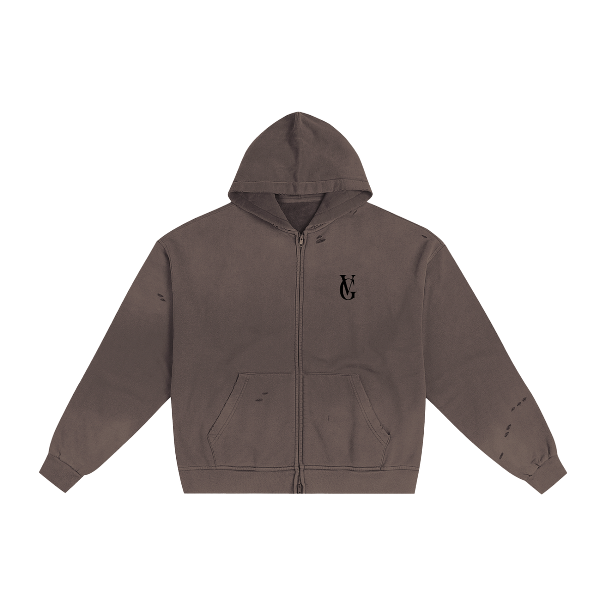 Golden Vein Distressed Zip Hoodie – Dark Grey – Produktansicht 7