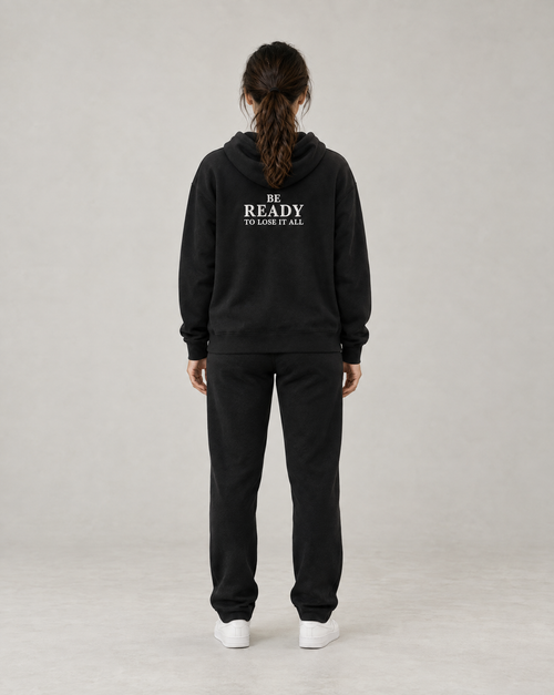 Be Ready To Lose It All Zip Hoodie Schwarz – Damen Rückansicht