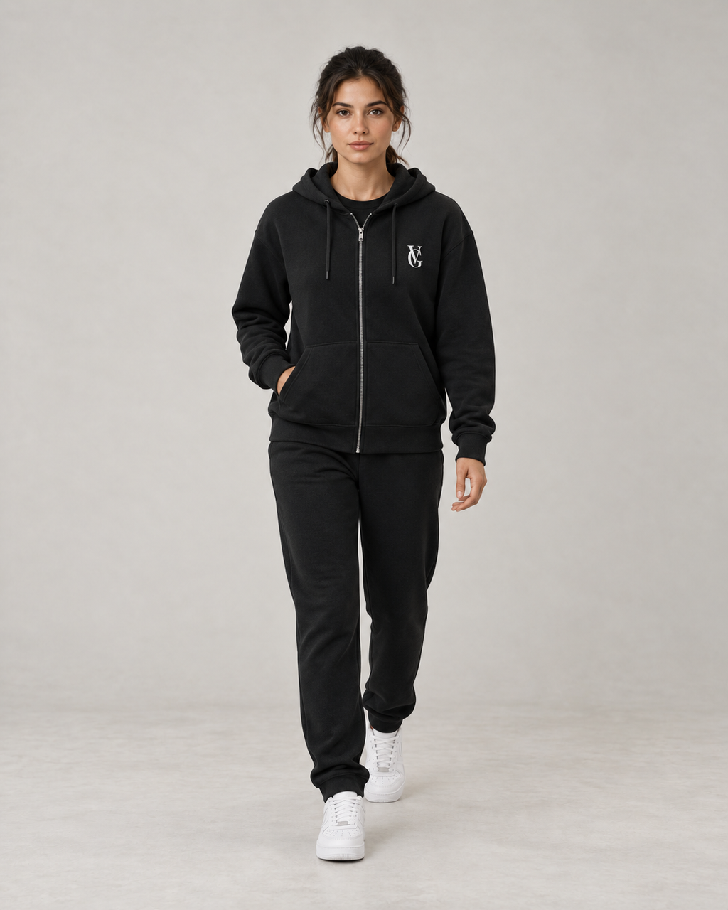 Be Ready To Lose It All Zip Hoodie Schwarz – Damen Walking Ansicht