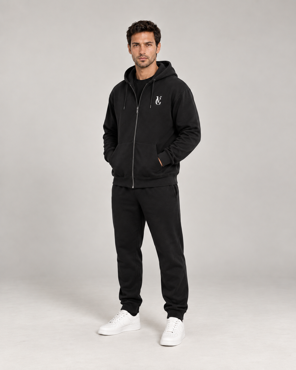 Be Ready To Lose It All Zip Hoodie Schwarz – Herren 3/4-Ansicht