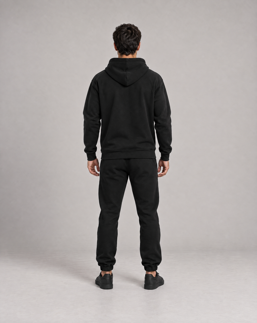 Be Ready To Lose It All Zip Hoodie und GV Premium Jogger Schwarz – Herren Rückansicht