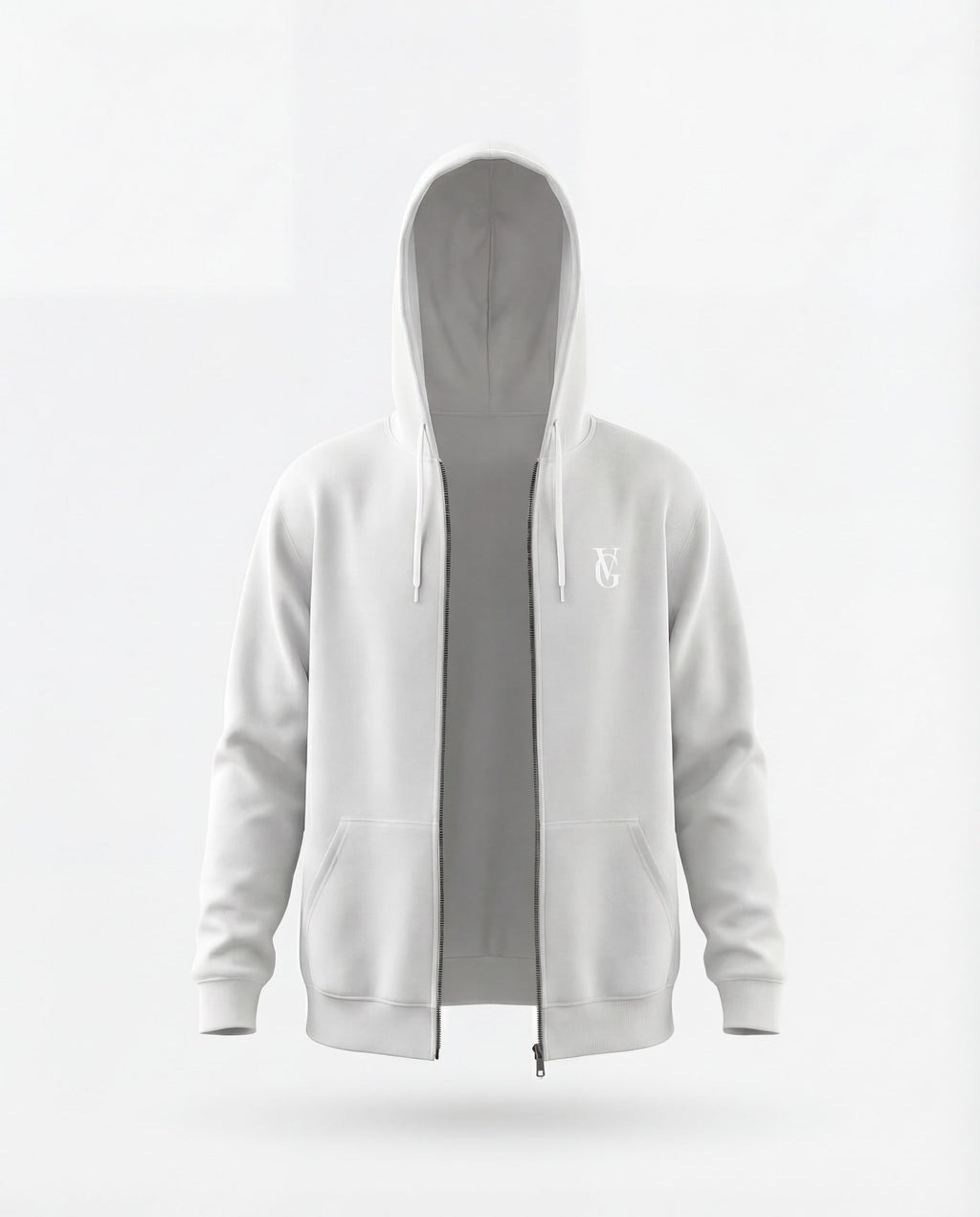 Be Ready To Lose It All Zip Hoodie Weiß – Front Produktansicht
