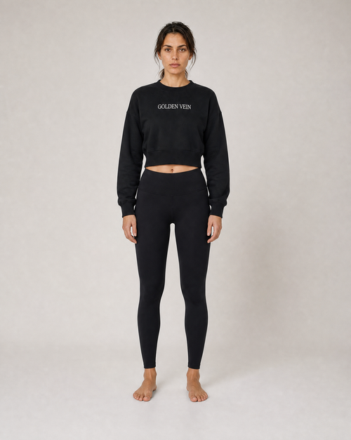 Cropped Sweater Schwarz – Damen Front
