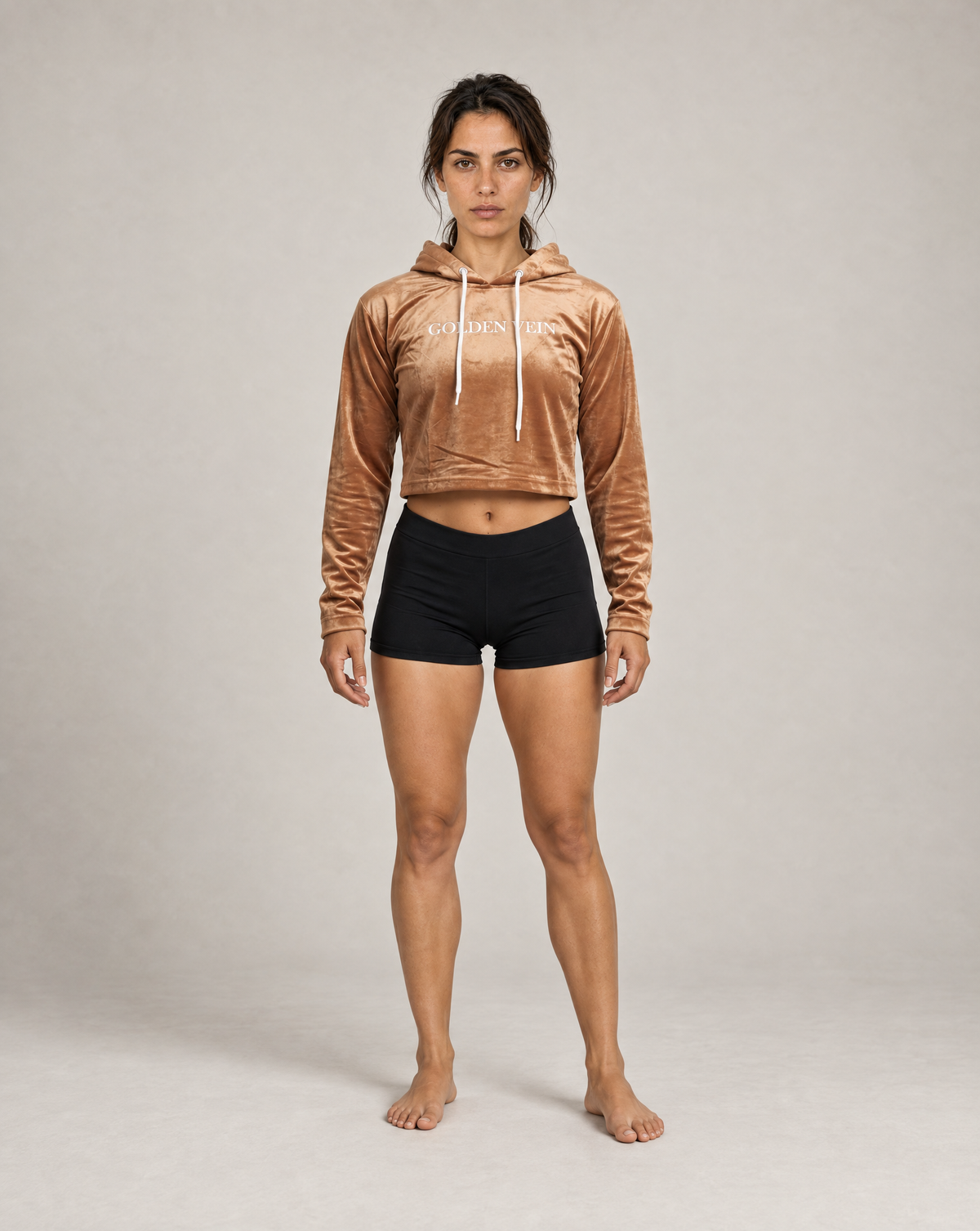 GV Velvet Cropped Hoodie Limited – front view